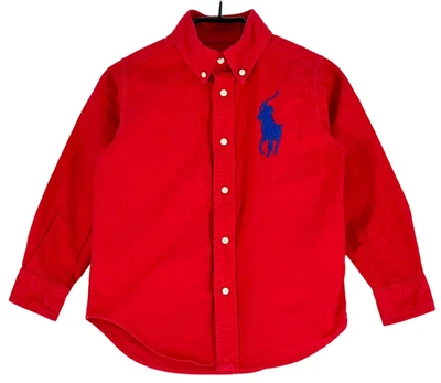Ralph Lauren Jungen Hemd Langarm Rot Baumwolle Größe 4 Jahre - Bild 1 von 4