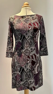 ABS Collection Purple Paisely Dress US XS - Bild 1 von 4