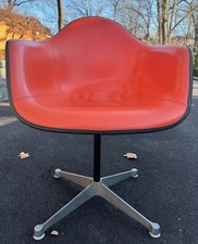 Vintage Herman Miller Eames Fiberglass Chair Upholstered Orange Mid Century