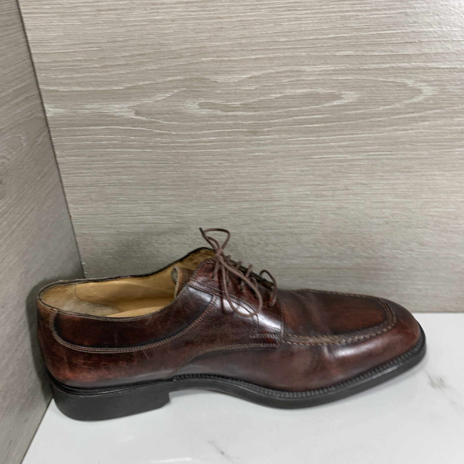 SAOLA Scarpe eleganti derby uomo SANTONI Nuvola Barton in pelle di vitello marrone taglia 10 D
