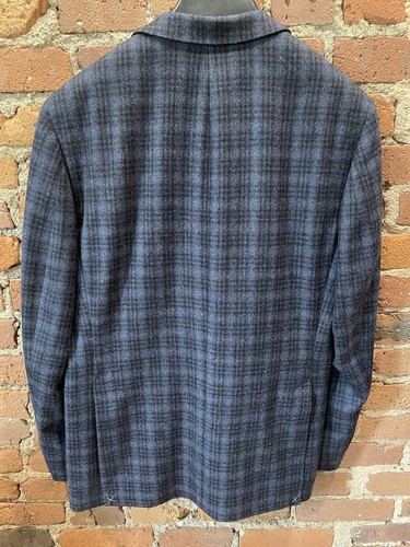 Black Brown 1826 Jack Slim Mens Blazer 40R Check Wool Two Button Unstructured - Picture 6 of 8