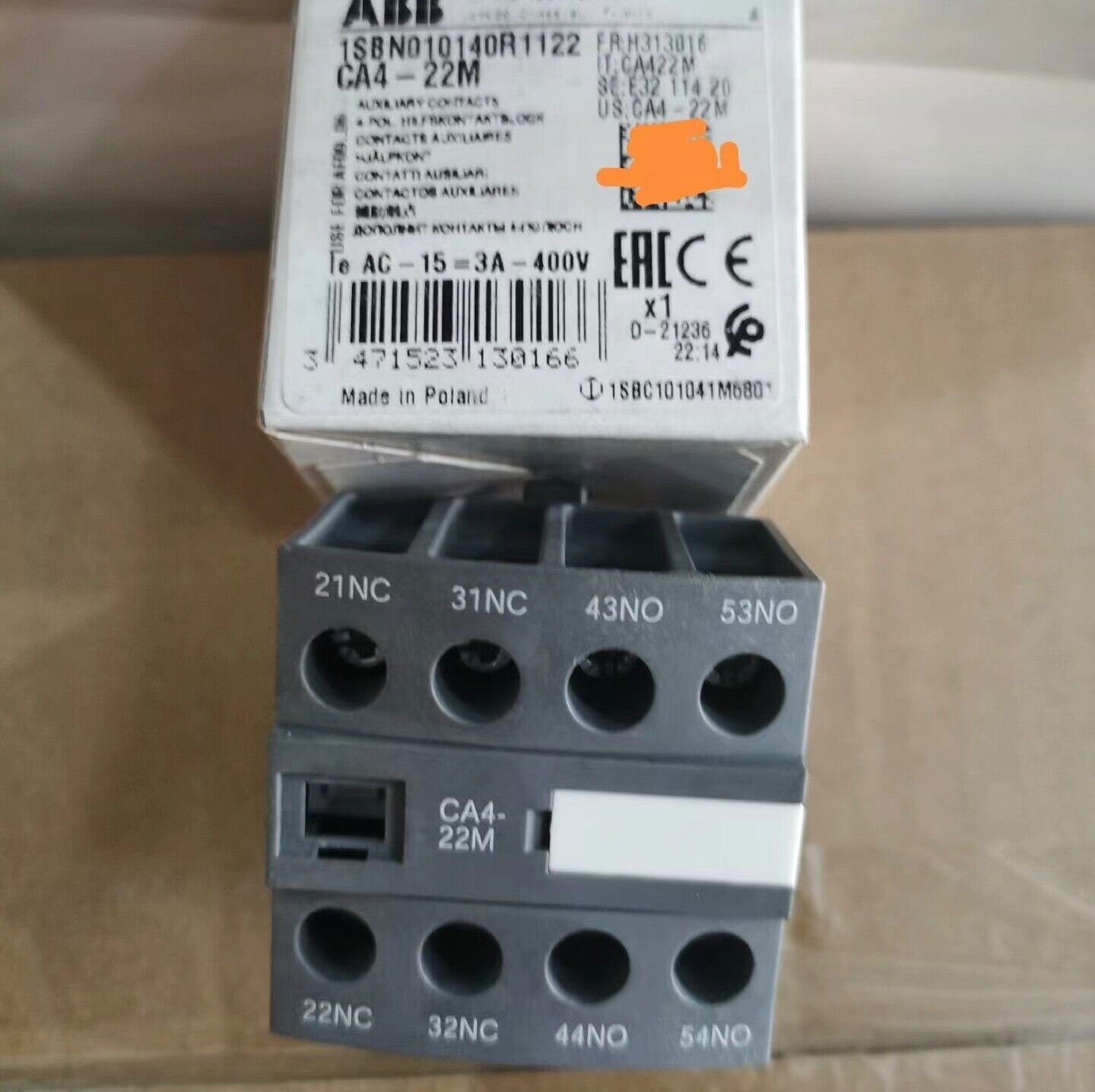 1pc NEW ABB CA4-22M Auxiliary Contact Block