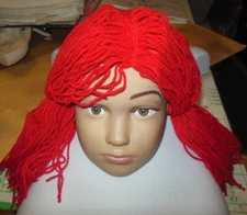 Ragdoll Raggedy Doll Yarn Wig Child size Red Ann Cotton Cap WolffFording