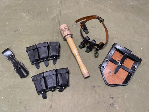 WWII GERMAN WAFFEN K98 RIFLE AMMO POUCHES, GRENADE, EQUIPMENT GEAR LARGE LOT