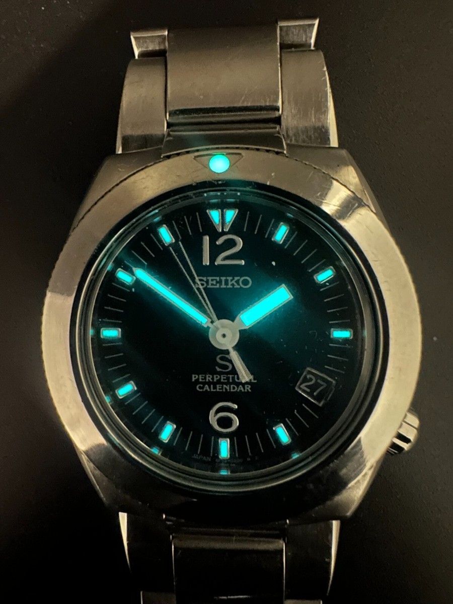 SEIKO SUS パーペチュアルカレンダー 8f32-0210 Seiko SUS Perpetual Calendar Men's Black Dial Date 36mm