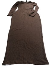 Windsor Dark Brown Ribbed Long Sleeve Dress Small