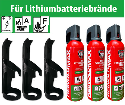 Stop Fire Lithium Feuerlöschspray, Feuerlöscher 750 g, 3 Stück + 3 Halter 044028