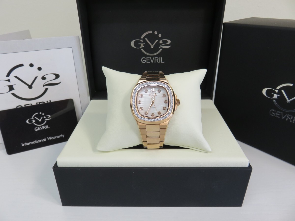 GV2 by Gevril Women's 18202B Potente Diamond MOP Dial Swiss Quartz