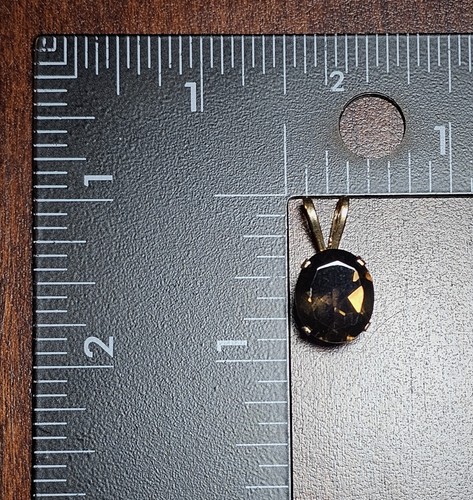 14K Yellow Gold Oval Smoky Quartz Pendant - Picture 8 of 8