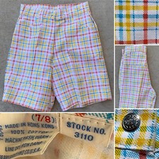 Vintage Shorts High Waist Plaid Sears Roebuck And Co USA Sz 7/8 24  Waist