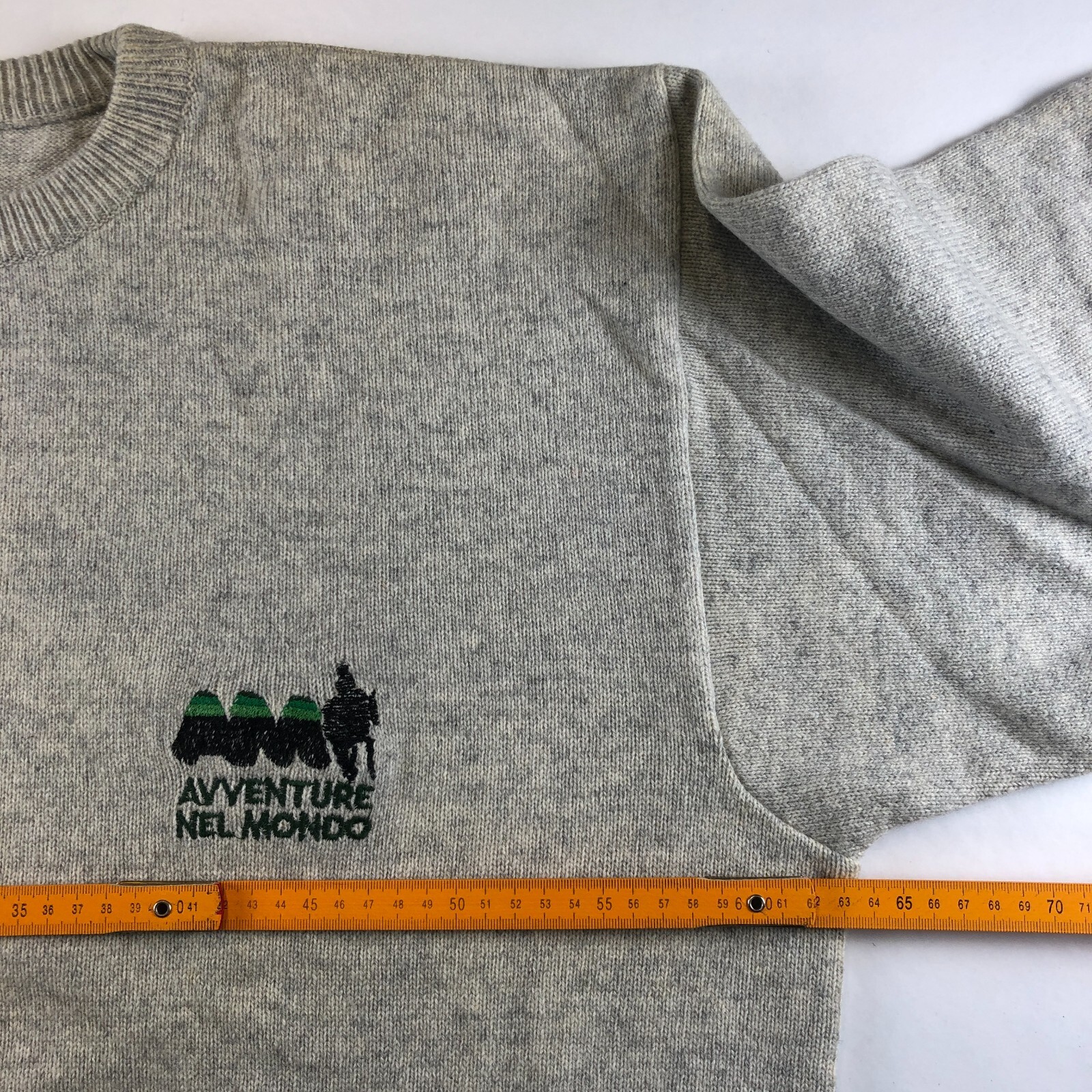 Vintage wool mix Grey Pullvoer embroided logo XL image 6