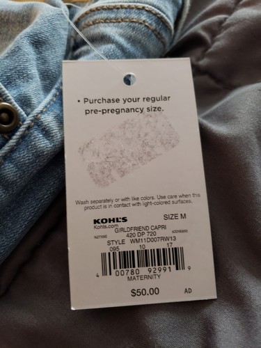 Kohls AGlow Maternity Jeans Size M medium Full Belly crop jeans - Picture 3 of 8
