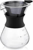 Pour Over Kaffeebereiter Handfilter Aus Glas Permanentfilter Schwarz 400ML