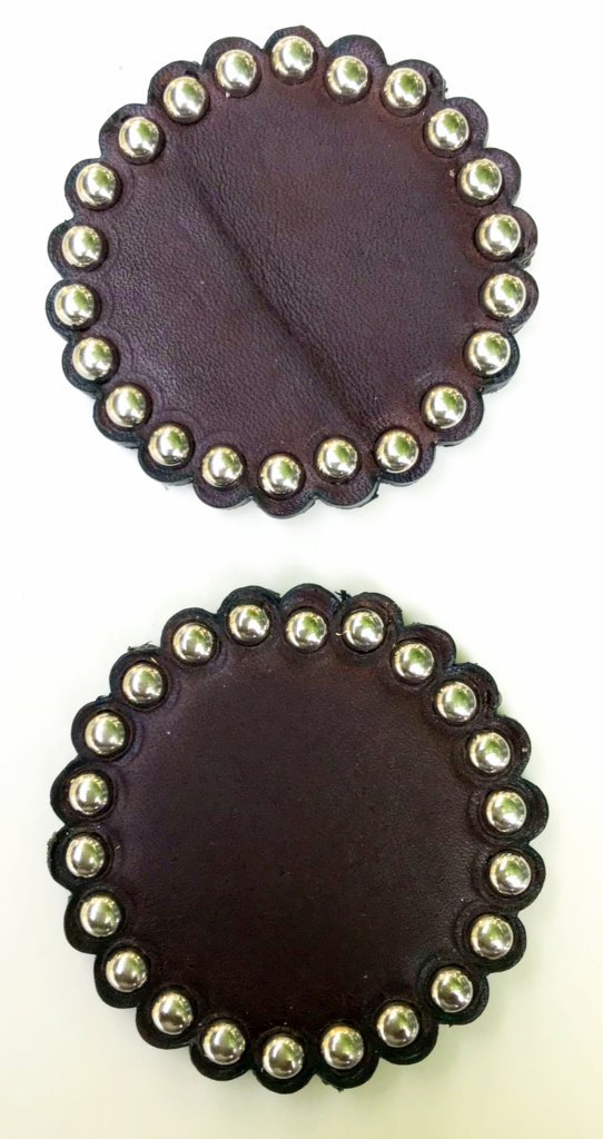 4 Rosettes / Conchos En Cuir à Bride Fente, Couleur Chocolat (nickelé) – Neuf USA