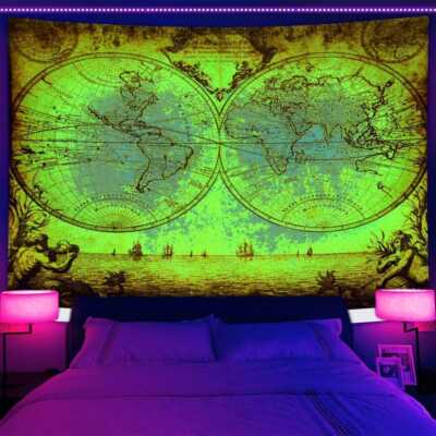 Large Wall Art Blacklight Poster UV Reactive Tapestry Wall Hanging Medieval
