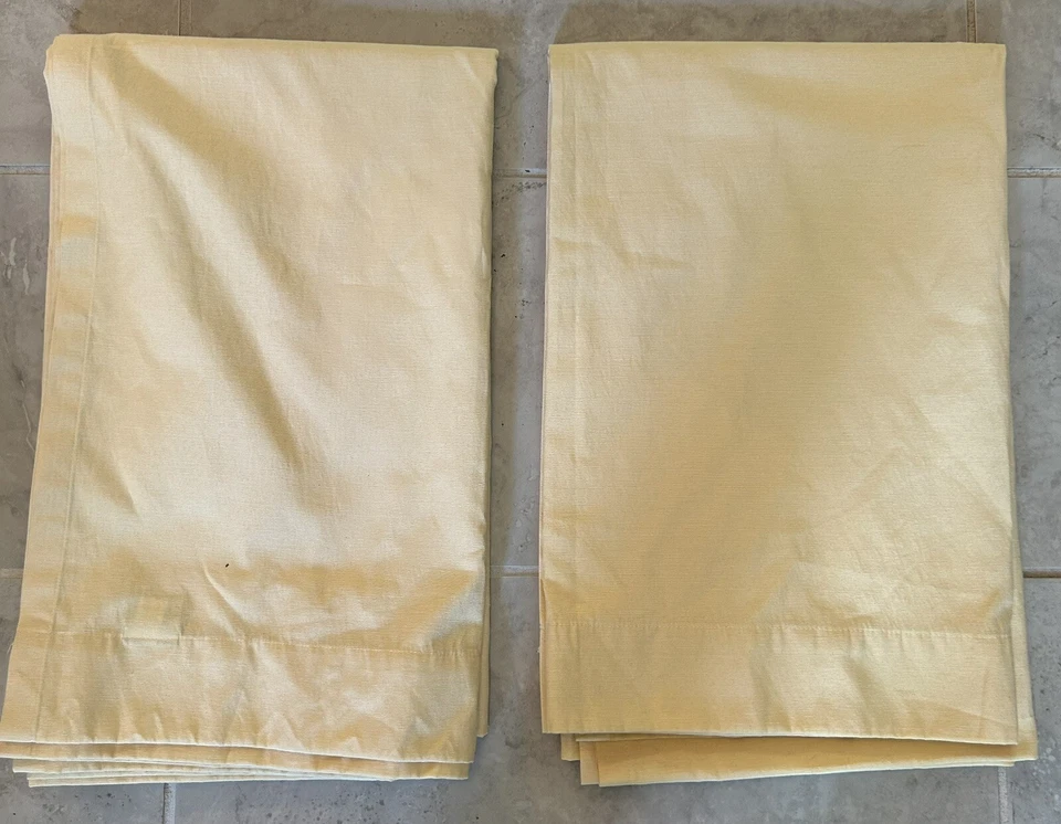 2 painéis cortina limiar filtragem de luz amarelo pálido sólido mistura de algodão - Imagem 2 de 4