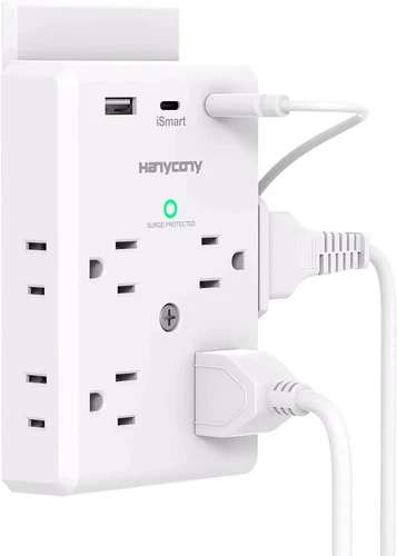 Power Strip Surge Protector Multi Plug Outlet Extender with USB C Ports, 3 Sided