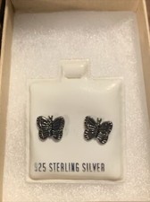 925 Sterling Silver Butterfly Stud Earrings Womens Girls Jewelry New