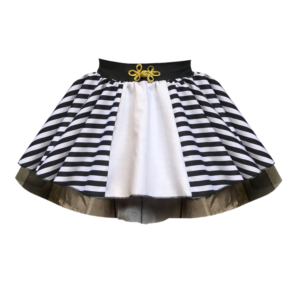 GIRLS Beetlejuice fancy dress COSTUME Black and White Stripe Skirt