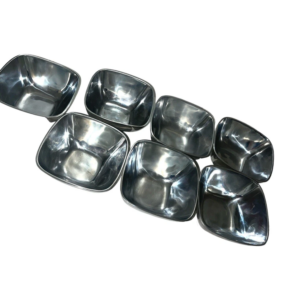 POTTERY BARN BARONA Aluminum Salad / Serving Bowls Discontinued Set of 7 - Image 2 of 3