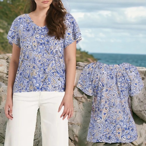 Rafaella Ladies Knit V-Neck Top ( Amparo Blue) - Picture 5 of 5