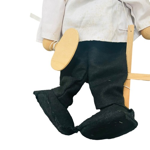 Vintage Wooden Puppet Marionette Toy Figure Ornament 40cm French Beret - Picture 15 of 17