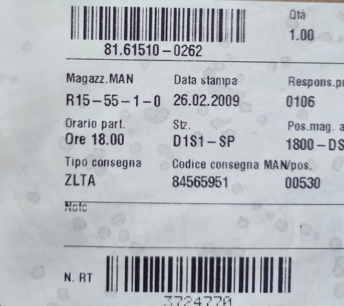 81.61510-0262 PREDELLINO CENTRALE ORIGINALE MAN 81.61510.0262, 81615100262 - Bild 5 von 9