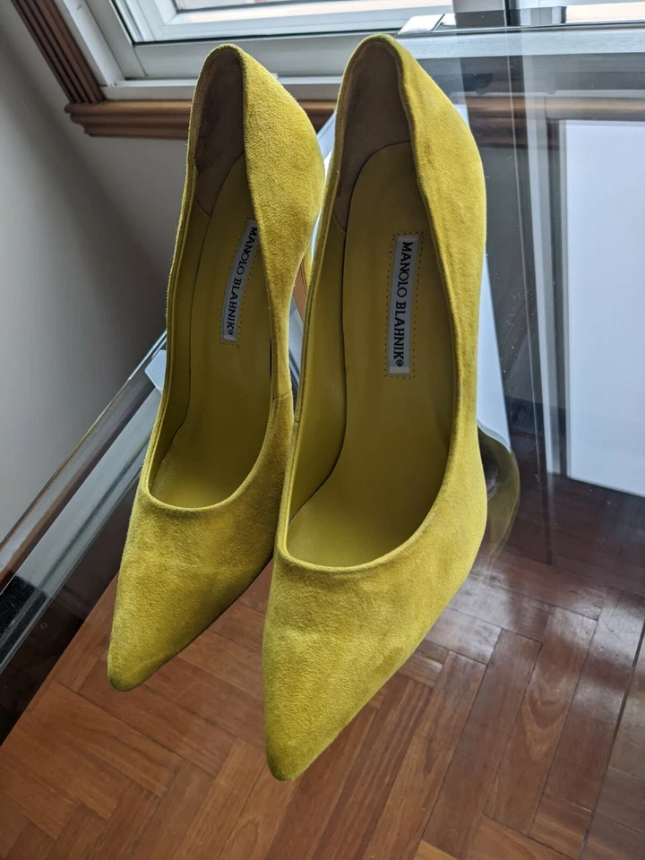 Manolo Blahnik - ZAPATO DE SALON ANTE MOSTAZA - BB-025 - MADE IN ITALY TALLA 41 - Imagen 3 de 4