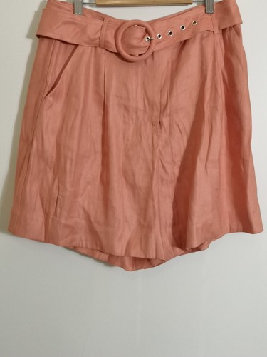 PREVIEW Linen Blend High Waist Short Pants With Belt Orange Size 14