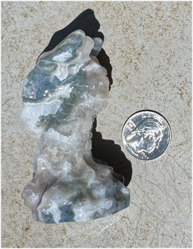 Lg. Moss Agate DRAGON Totem w/ Druzy lined VUGS - Picture 2 of 20