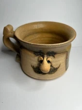 Vintage Stoneware Funny Face Mug Pottery Signed by Artist