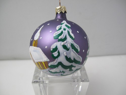 Vintage Glass Ball Ornament Christmas ornament hand painted Home trees Purple - Picture 2 of 11