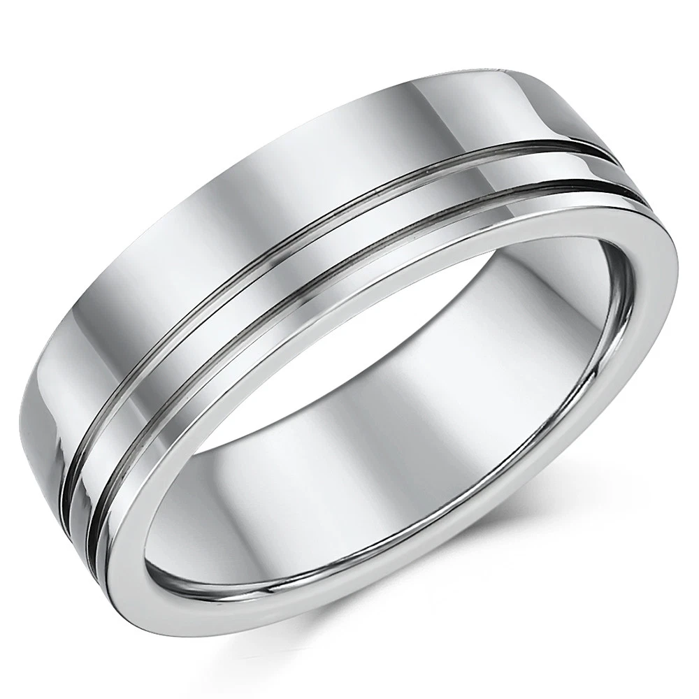Mens Titanium Ring Patterned Highly Polished Wedding Band eBay