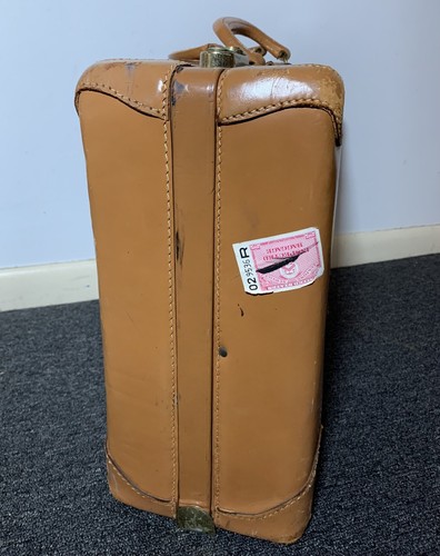 Vintage 50s GS Stylite Philadelphia PA Deluxe Suitcase Light Brown Leather Case - Picture 12 of 21