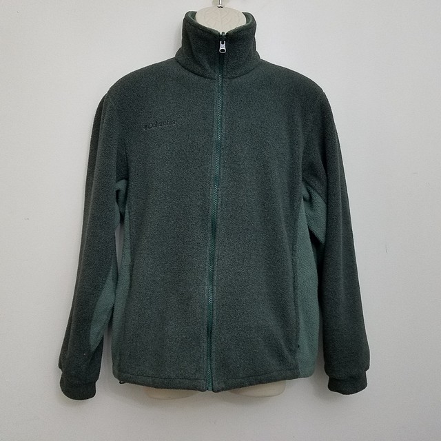Columbia Mens Polartec Fleece Jacket Small Green Full Zip Long Sleeve