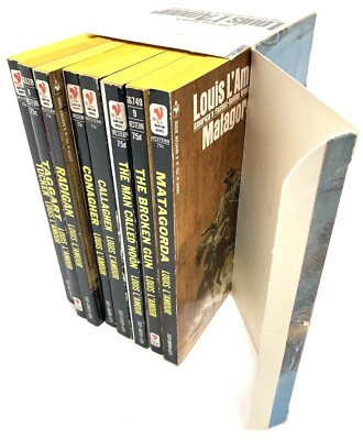 Louis Lamour 8 Novel Box Set Vtg 1974 Kid Roedelo Skyliners North Rails Bantam