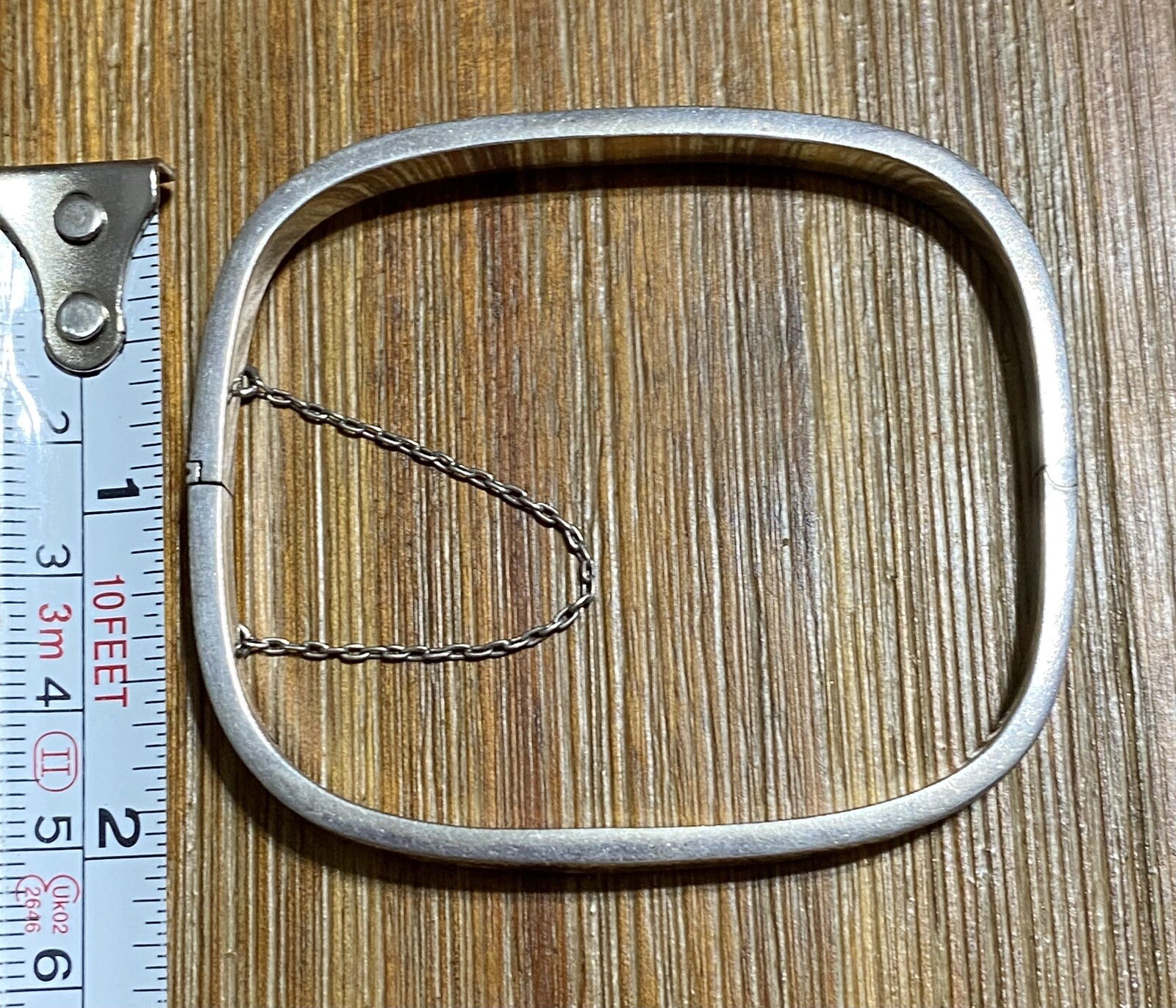 925 Sterling Silver Etched Rectangular Hinged Ban… - image 3