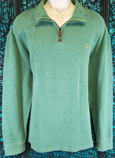VTG POLO RALPH LAUREN SWEATER MENS XXL GREEN 1/4 ZIP PULLOVER COTTON CLASSIC