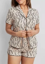State of Day Women's 2-Pc. Short-Sleeve Notched-Collar Pajama Set Size XL 3882