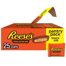 REESE'S Milk Chocolate Snack Size Peanut Butter Cups, Candy Pantry Pack, 13.75 O