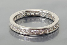 Vintage Sterling Silver Wedding White Crystal band Ring size 8