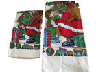 NWT 2pc Revere Mills multicolor 100% cotton Christmas Santa kitchen tea towels