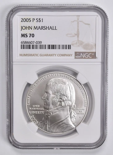 MS70 2005-P John Marshall Commemorative Dollar NGC Brown Label