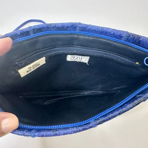 Borsa a tracolla TJW by MERVYN'S vintage blu pelle di serpente classica Y2K retrò nuova senza etichette - Foto 4 di 7