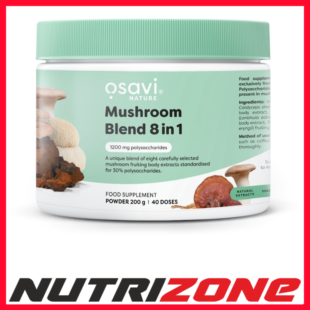 Osavi Mushroom Blend 8 in 1 – 200 g Powder | Extracts from Lion’s Mane, Cordyceps, Reishi, Chaga, Shiitake, Maitake, Tremella & King Trumpet | Standardised for 30% polysaccharides - Image 2