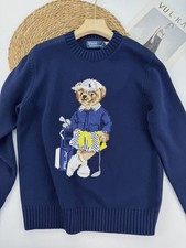 Polo Ralph Lauren Polo Bear Cotton Knit DARK BLUE GOLF Sweater WOMEN'S M