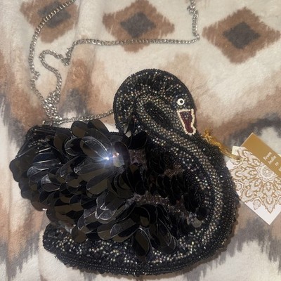 Beaded Black Swan Shoulder Bag From India To You NWT VIRAL RARE