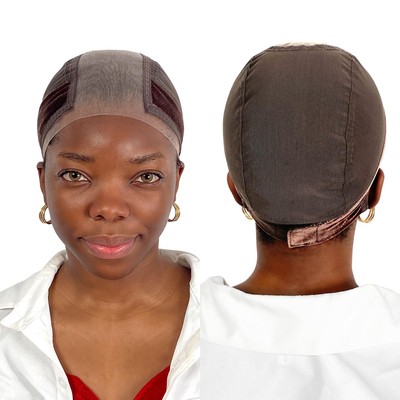 LAB HAIRS Wig Cap with Grip Band for Keeping Wigs in Place, More L, Brown 