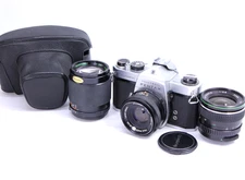 Asahi Pentax Spotmatic film camera Fujinon 55/2.2 Quantaray 135/2.8 35/2.8 Lens