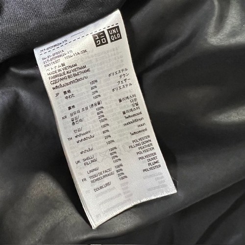 Uniqlo Feather Down Puffer Vest Mens M Black Full Zip Pockets - Picture 5 of 9